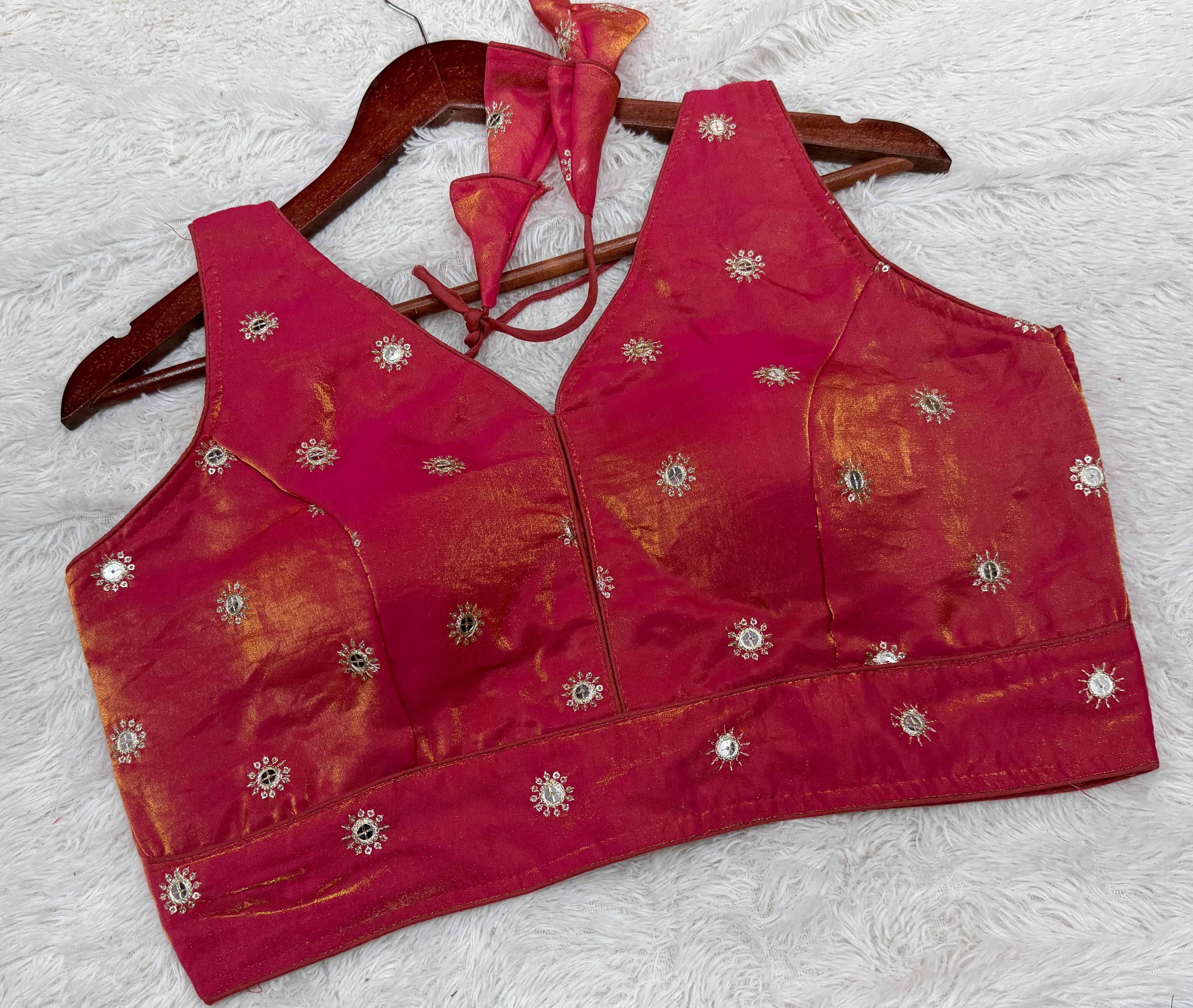 Guddiya Collection - Pink Mirror Work Blouse